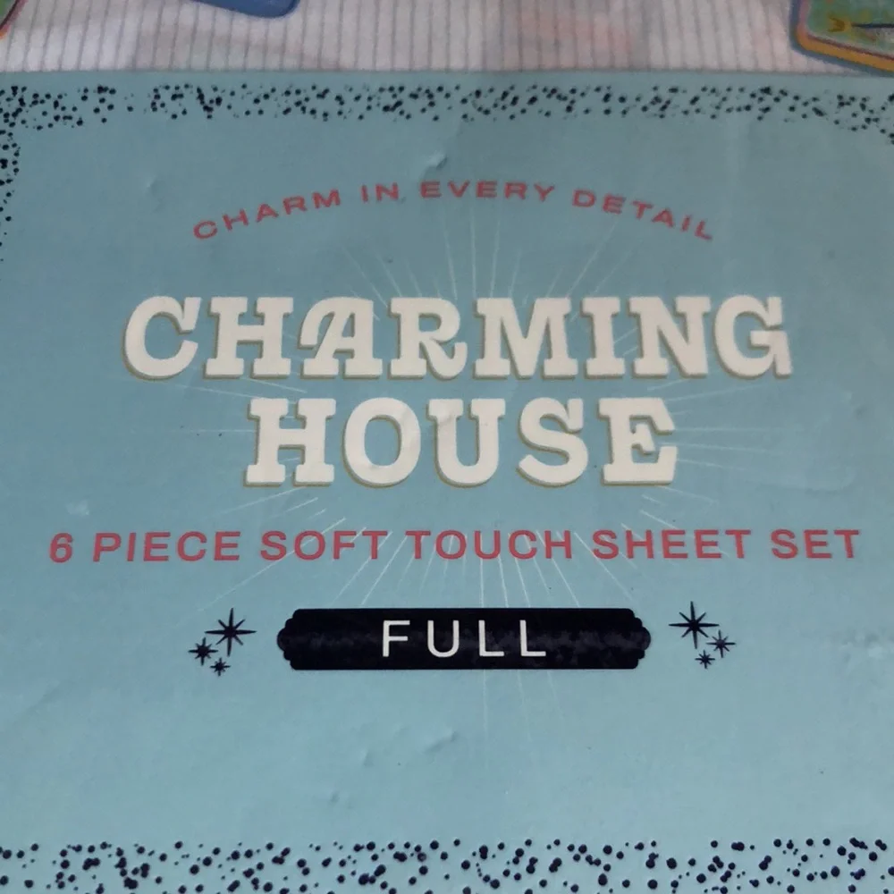 Charming House FULL Sheet Set - Sardine Tin Print - White & Pastel